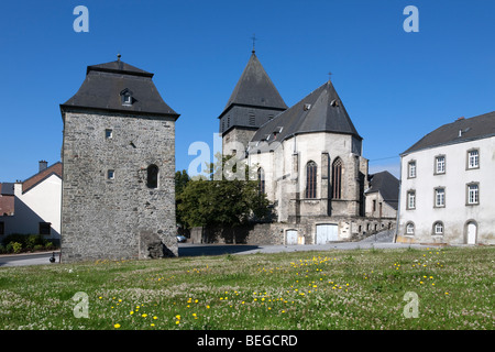 The Trier Gate and Saint Peter`s Church in town famous for the Battle of the Bulge Stock Photo